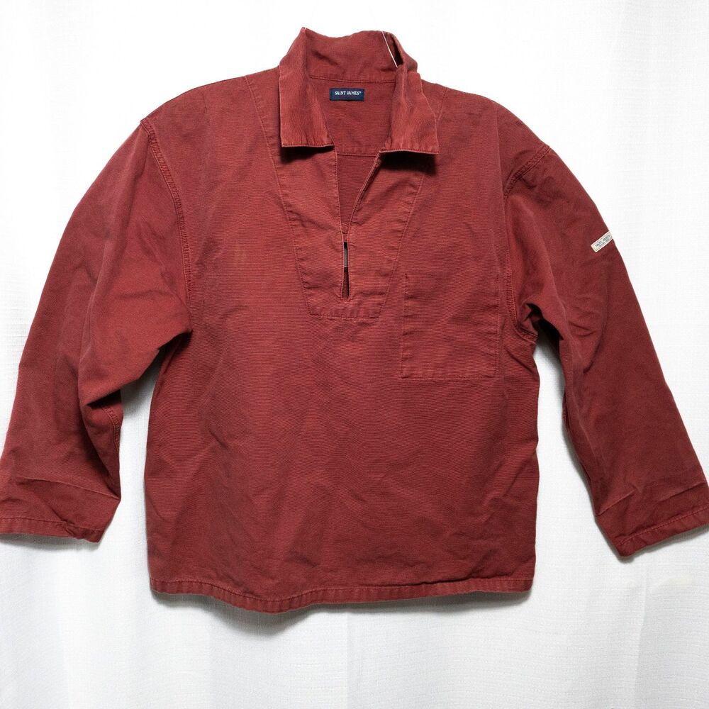 Saint James Nemo French Workwear Jacket Red Canvas Pullover XXL